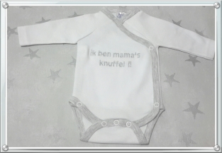 Baby Romper ik ben mama's knuffel  wit/grijs